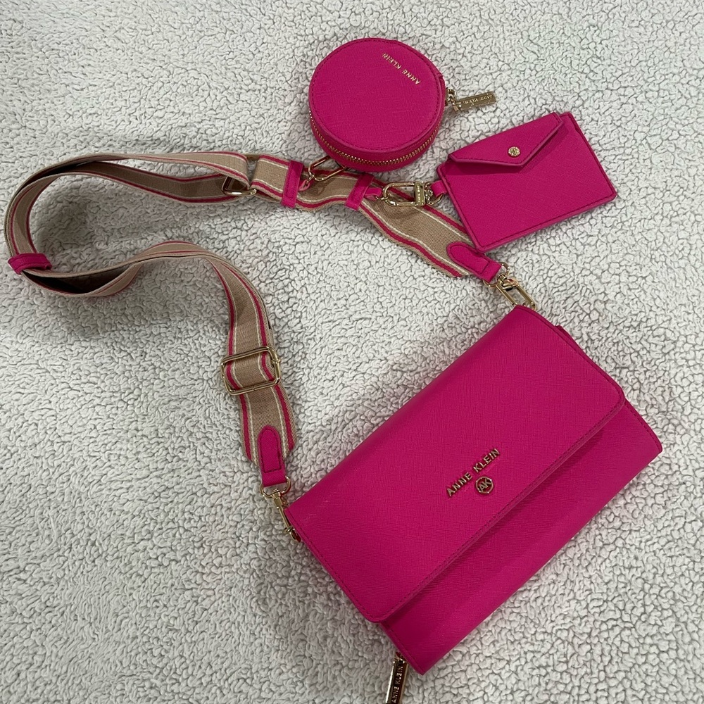 Anne Klein Fuchsia Crossbody Bag Trio